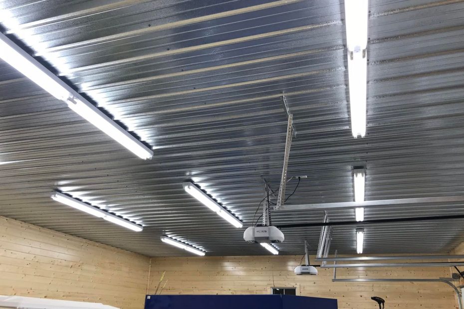 LED shop light installation in metal building by 310 Construction LLC NC